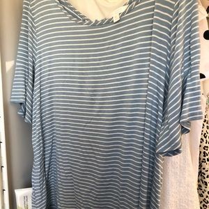 Blue and white striped top